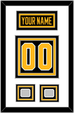 Pittsburgh Nameplate & Number (Back) With 2 Stanley Cup Champions Patches - Road Black (1988-1992) - Triple Mat 1