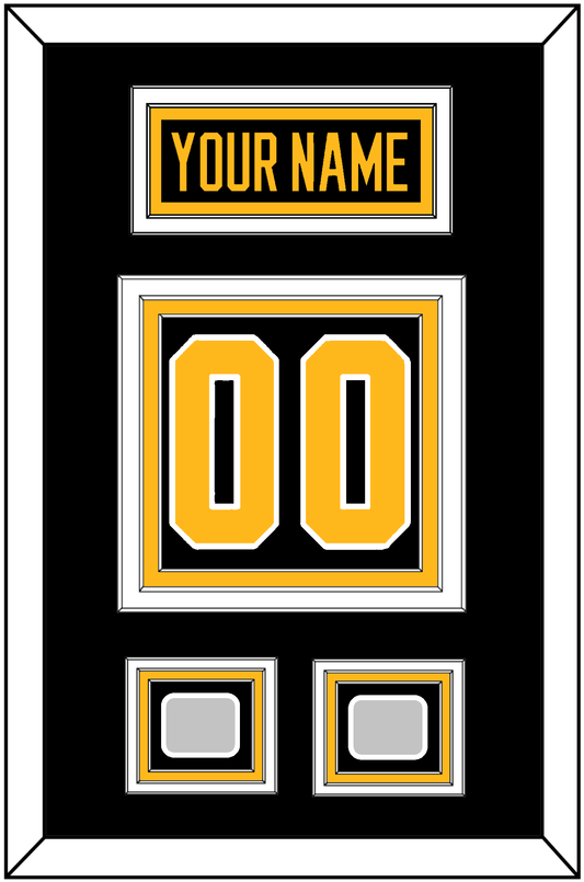 Pittsburgh Nameplate & Number (Back) With 2 Stanley Cup Champions Patches - Road Black (1988-1992) - Premier Tier 2