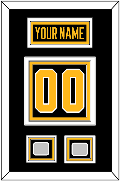 Pittsburgh Nameplate & Number (Back) With 2 Stanley Cup Champions Patches - Home Black - Premier Tier 2
