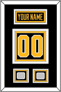 Pittsburgh Nameplate & Number (Back) With 2 Stanley Cup Finals Patches - Home Black - Triple Mat 2