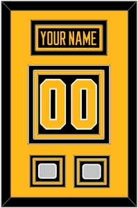 Pittsburgh Nameplate & Number (Back) With 2 Stanley Cup Champions Patches - Home Black - Triple Mat 3