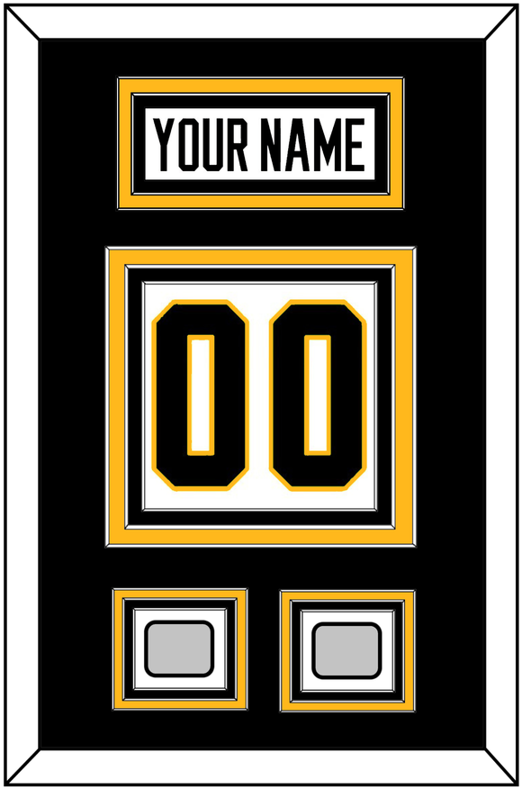 Pittsburgh Nameplate & Number (Back) With 2 Stanley Cup Finals Patches - Home White (1988-1992) - Triple Mat 2