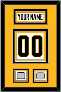 Pittsburgh Nameplate & Number (Back) With 2 Stanley Cup Finals Patches - Road White - Triple Mat 3