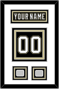 Pittsburgh Nameplate & Number (Back) With 2 Stanley Cup Champions Patches - Home Black (2007-2016) - Triple Mat 1