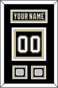 Pittsburgh Nameplate & Number (Back) With 2 Stanley Cup Champions Patches - Home Black (2007-2016) - Triple Mat 2