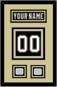 Pittsburgh Nameplate & Number (Back) With 2 Stanley Cup Champions Patches - Home Black (2007-2016) - Triple Mat 3