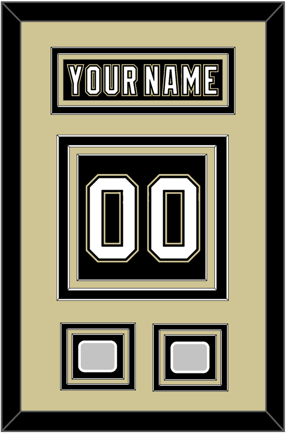 Pittsburgh Nameplate & Number (Back) With 2 Stanley Cup Champions Patches - Home Black (2007-2016) - Triple Mat 3