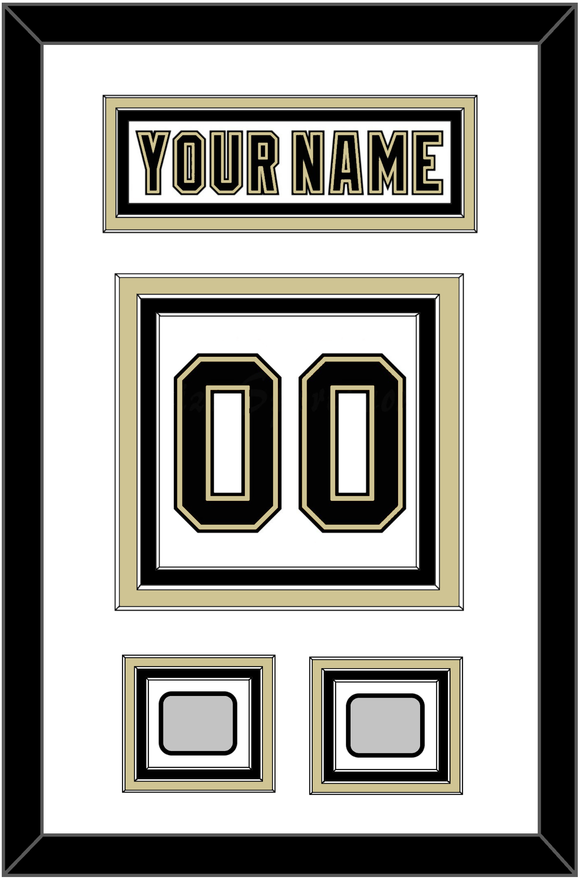 Pittsburgh Nameplate & Number (Back) With 2 Stanley Cup Champions Patches - Road White (2007-2016) - Triple Mat 1