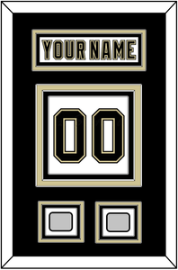 Pittsburgh Nameplate & Number (Back) With 2 Stanley Cup Finals Patches - Road White (2007-2016) - Triple Mat 2