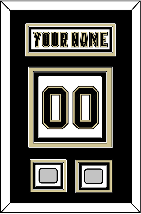 Pittsburgh Nameplate & Number (Back) With 2 Stanley Cup Finals Patches - Road White (2007-2016) - Triple Mat 2