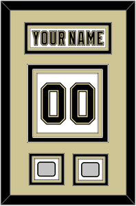 Pittsburgh Nameplate & Number (Back) With 2 Stanley Cup Champions Patches - Road White (2007-2016) - Triple Mat 3