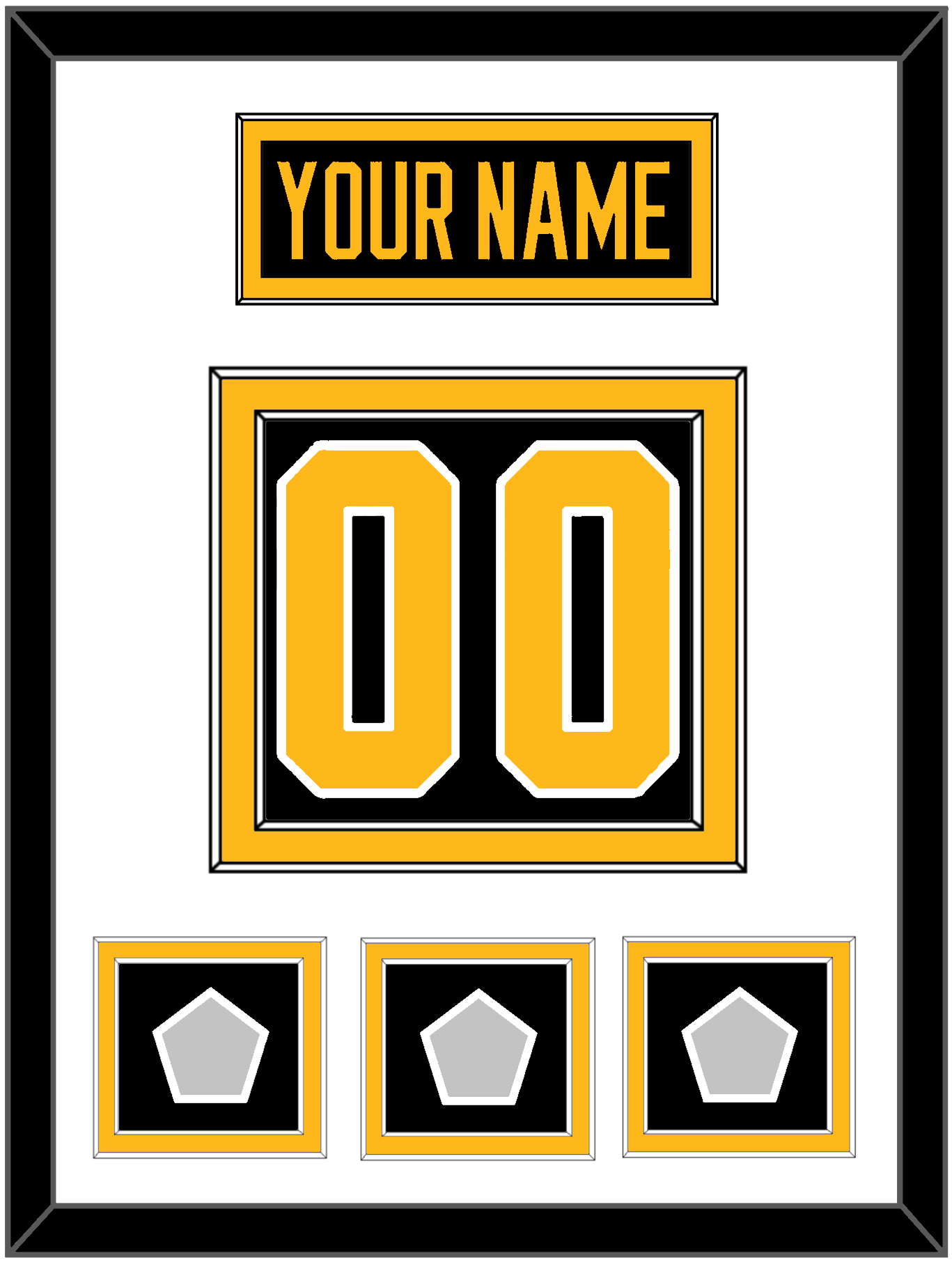 Pittsburgh Nameplate & Number (Back) With 3 Stanley Cup Finals Patches - Home Black - Signature Tier 1