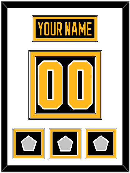 Pittsburgh Nameplate & Number (Back) With 3 Stanley Cup Finals Patches - Home Black - Signature Tier 1