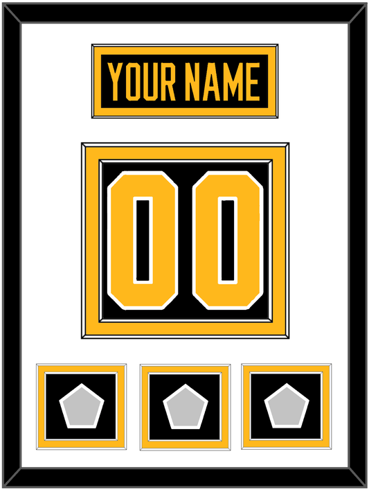 Pittsburgh Nameplate & Number (Back) With 3 Stanley Cup Champions Patches - Home Black - Signature Tier 1