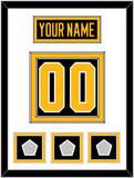 Pittsburgh Nameplate & Number (Back) With 3 Stanley Cup Champions Patches - Home Black - Double Mat 1