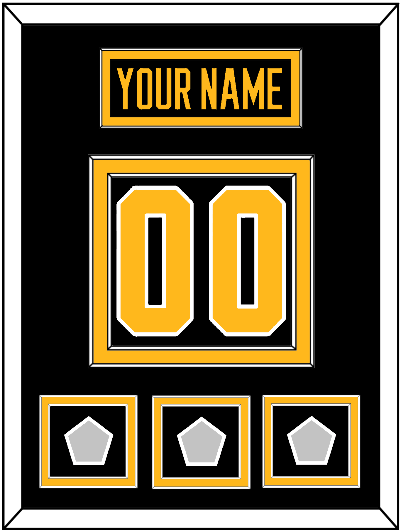 Pittsburgh Nameplate & Number (Back) With 3 Stanley Cup Finals Patches - Home Black - Signature Tier 2