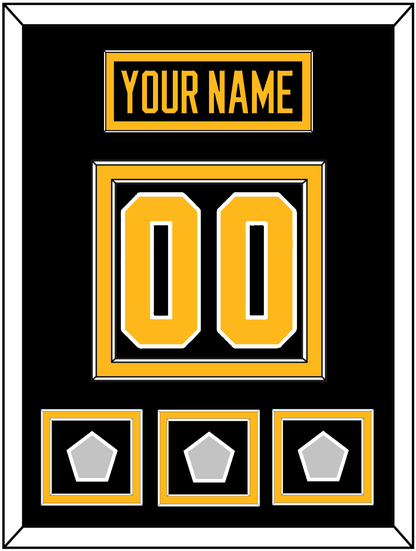 Pittsburgh Nameplate & Number (Back) With 3 Stanley Cup Finals Patches - Home Black - Signature Tier 2