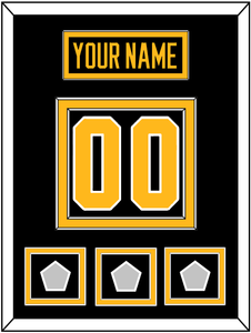 Pittsburgh Nameplate & Number (Back) With 3 Stanley Cup Finals Patches - Home Black - Double Mat 2