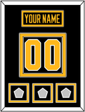 Pittsburgh Nameplate & Number (Back) With 3 Stanley Cup Finals Patches - Home Black - Double Mat 2