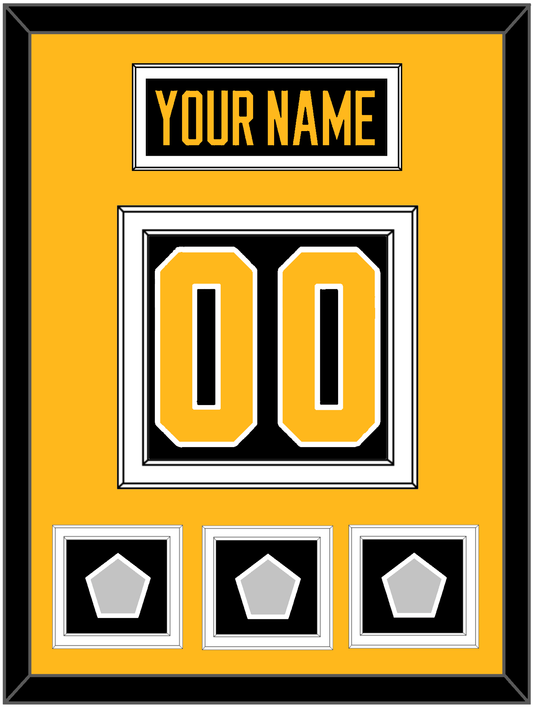Pittsburgh Nameplate & Number (Back) With 3 Stanley Cup Finals Patches - Home Black - Signature Tier 3