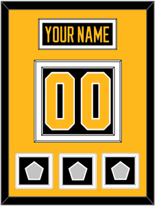 Pittsburgh Nameplate & Number (Back) With 3 Stanley Cup Finals Patches - Home Black - Double Mat 3