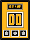 Pittsburgh Nameplate & Number (Back) With 3 Stanley Cup Finals Patches - Home Black - Double Mat 3