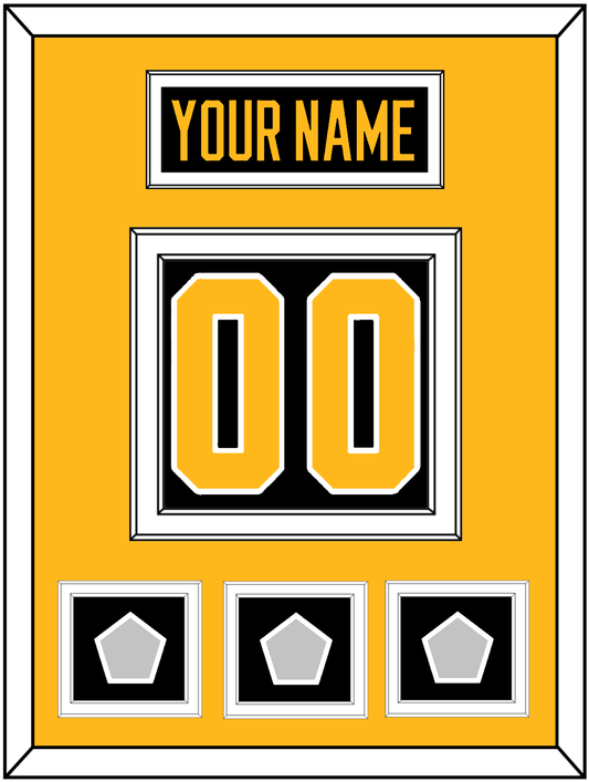 Pittsburgh Nameplate & Number (Back) With 3 Stanley Cup Finals Patches - Home Black - Signature Tier 3