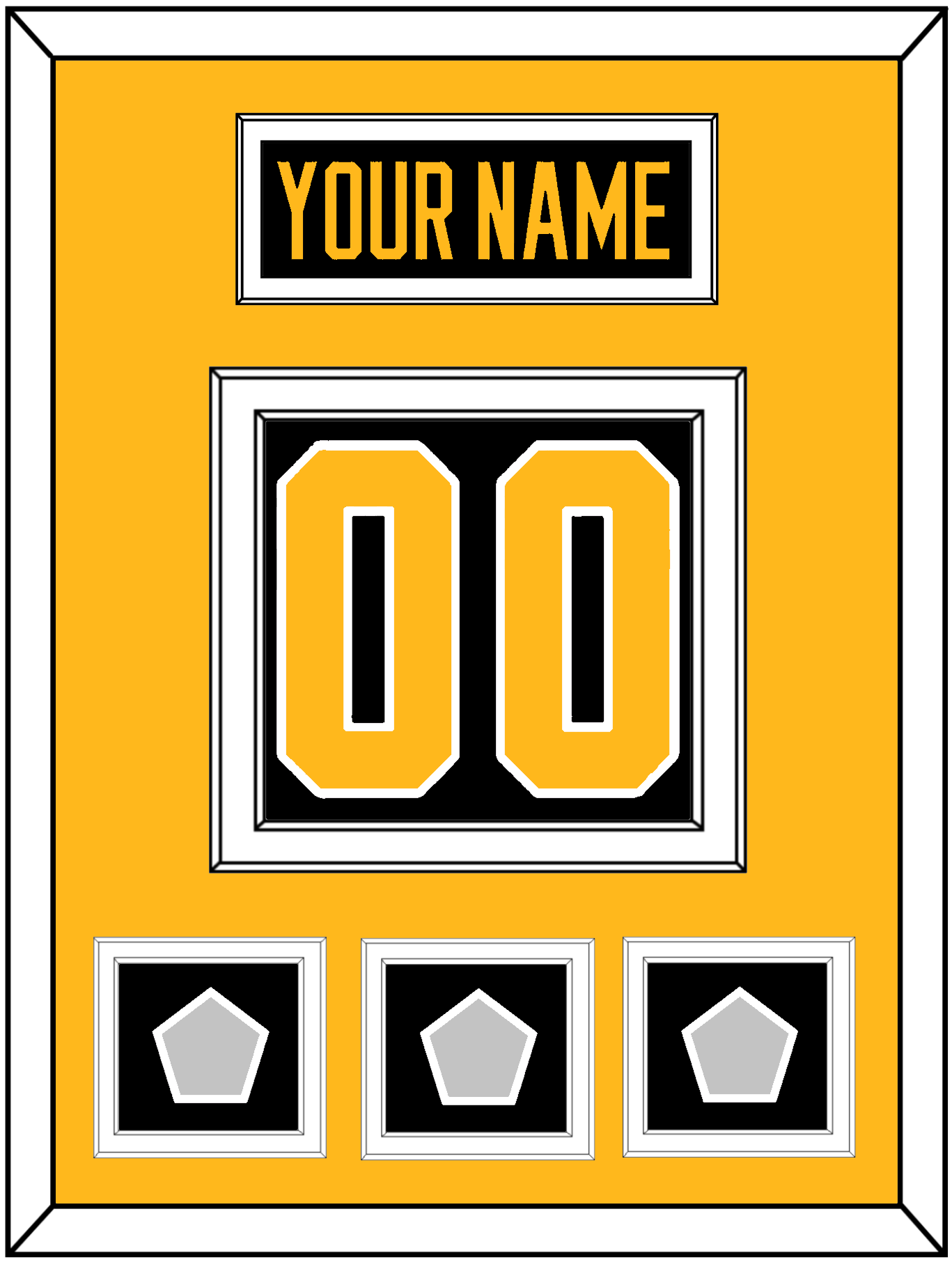 Pittsburgh Nameplate & Number (Back) With 3 Stanley Cup Champions Patches - Home Black - Signature Tier 3