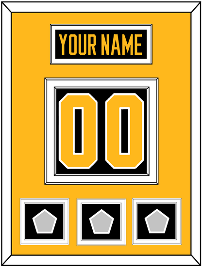 Pittsburgh Nameplate & Number (Back) With 3 Stanley Cup Champions Patches - Home Black - Signature Tier 3