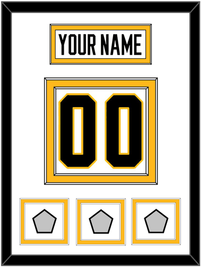 Pittsburgh Nameplate & Number (Back) With 3 Stanley Cup Finals Patches - Road White - Signature Tier 1