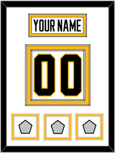 Pittsburgh Nameplate & Number (Back) With 3 Stanley Cup Finals Patches - Road White - Double Mat 1