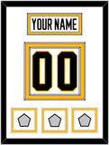 Pittsburgh Nameplate & Number (Back) With 3 Stanley Cup Champions Patches - Road White - Double Mat 1