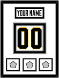 Pittsburgh Nameplate & Number (Back) With 3 Stanley Cup Champions Patches - Road White - Double Mat 2