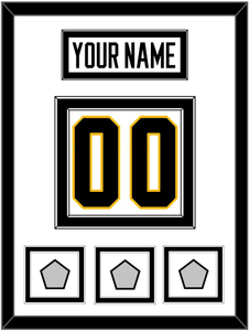 Pittsburgh Nameplate & Number (Back) With 3 Stanley Cup Finals Patches - Road White - Double Mat 2