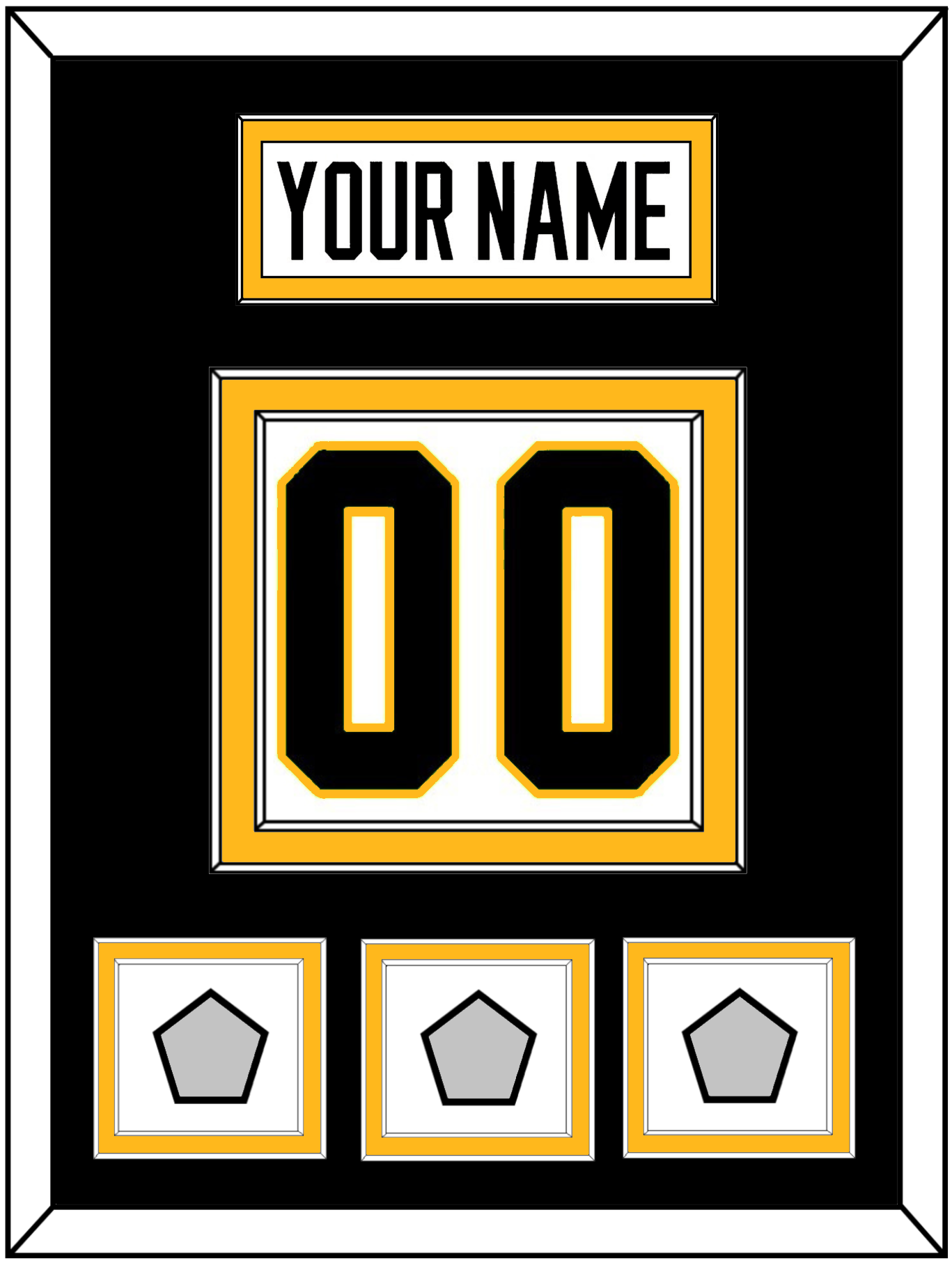 Pittsburgh Nameplate & Number (Back) With 3 Stanley Cup Finals Patches - Road White - Signature Tier 3