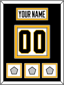 Pittsburgh Nameplate & Number (Back) With 3 Stanley Cup Finals Patches - Road White - Double Mat 3