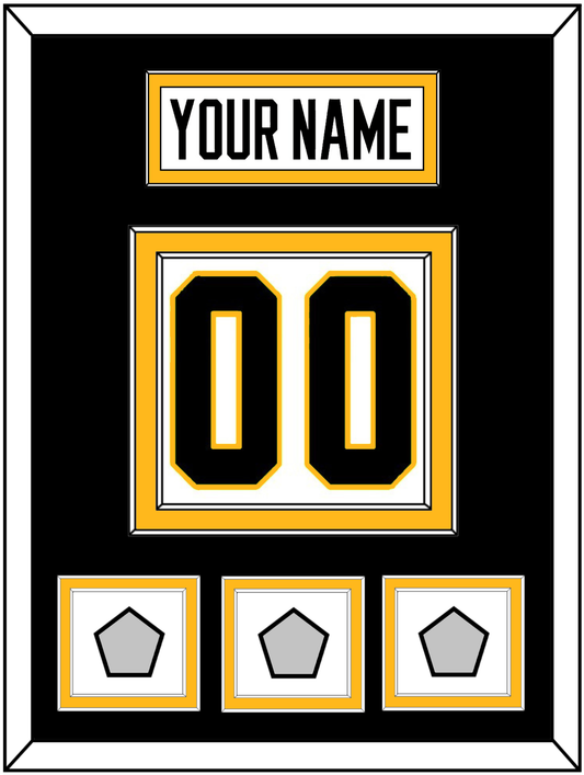 Pittsburgh Nameplate & Number (Back) With 3 Stanley Cup Champions Patches - Road White - Signature Tier 3