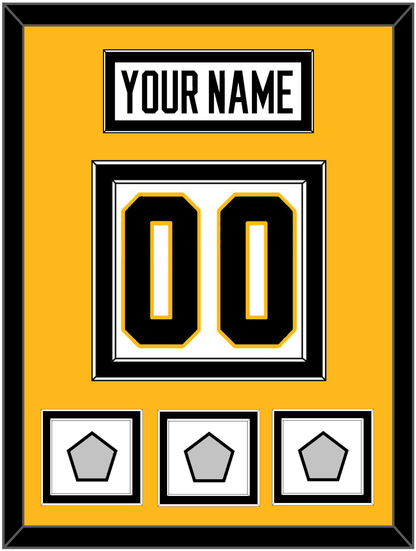 Pittsburgh Nameplate & Number (Back) With 3 Stanley Cup Finals Patches - Road White - Signature Tier 4