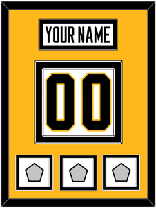 Pittsburgh Nameplate & Number (Back) With 3 Stanley Cup Finals Patches - Road White - Double Mat 4