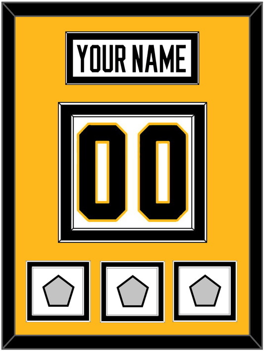 Pittsburgh Nameplate & Number (Back) With 3 Stanley Cup Champions Patches - Road White - Signature Tier 4