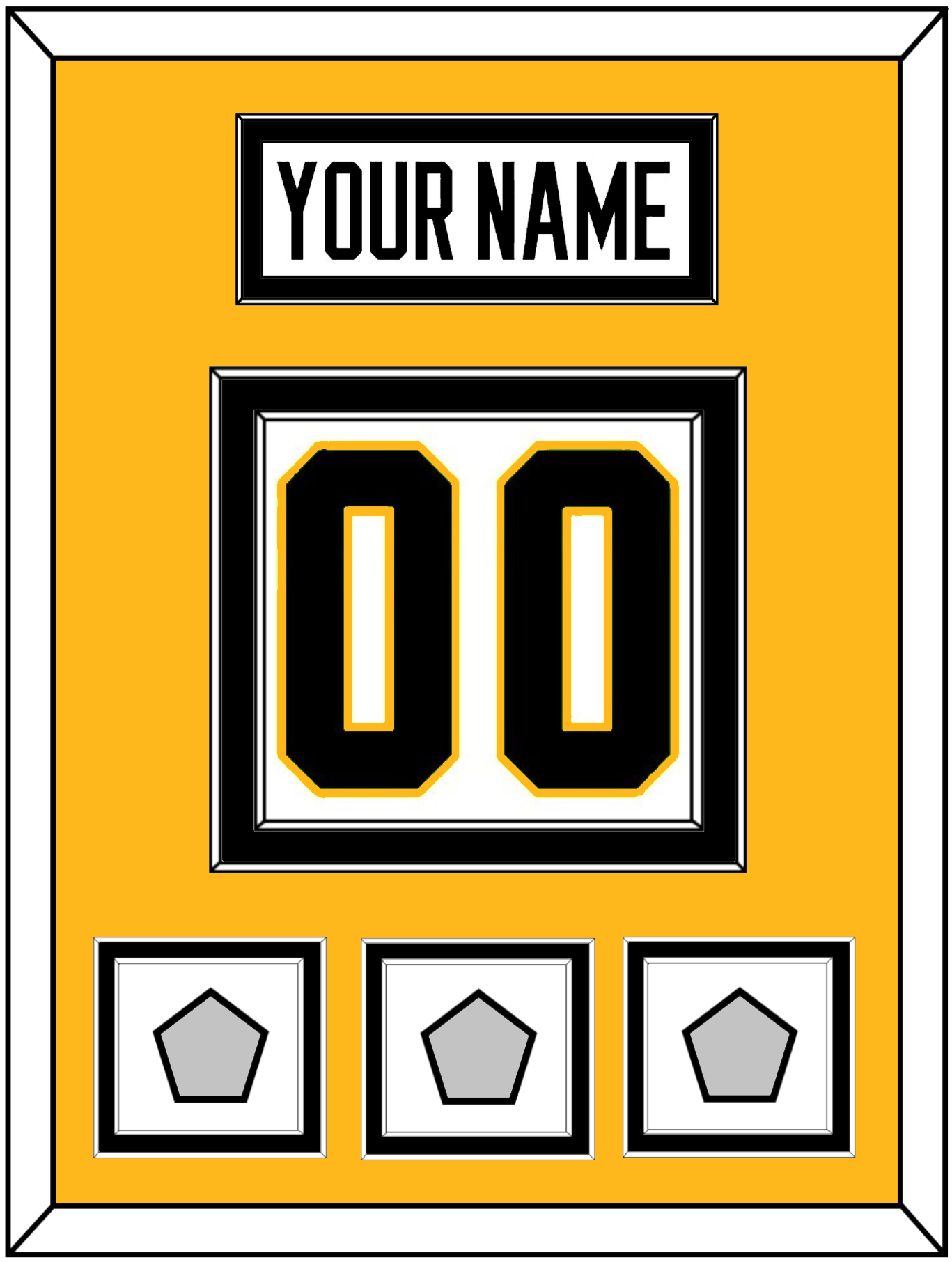 Pittsburgh Nameplate & Number (Back) With 3 Stanley Cup Champions Patches - Road White - Signature Tier 4