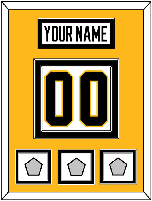 Pittsburgh Nameplate & Number (Back) With 3 Stanley Cup Champions Patches - Road White - Signature Tier 4