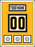 Pittsburgh Nameplate & Number (Back) With 3 Stanley Cup Champions Patches - Road White - Double Mat 4