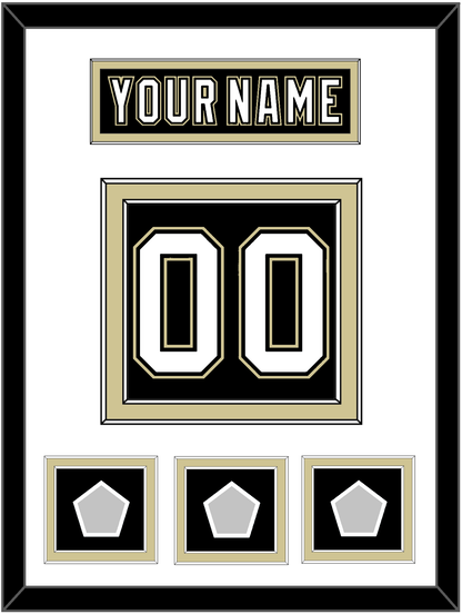Pittsburgh Nameplate & Number (Back) With 3 Stanley Cup Finals Patches - Home Black (2007-2016) - Signature Tier 1