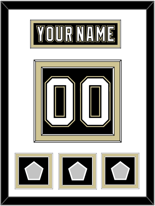 Pittsburgh Nameplate & Number (Back) With 3 Stanley Cup Finals Patches - Home Black (2007-2016) - Signature Tier 1
