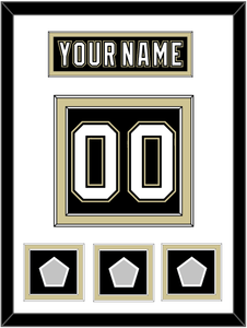 Pittsburgh Nameplate & Number (Back) With 3 Stanley Cup Finals Patches - Home Black (2007-2016) - Double Mat 1