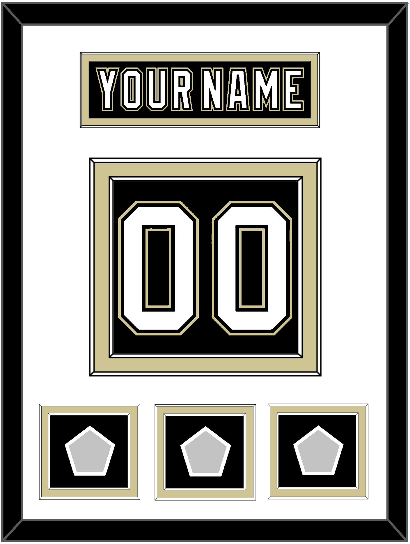 Pittsburgh Nameplate & Number (Back) With 3 Stanley Cup Champions Patches - Home Black (2007-2016) - Signature Tier 1