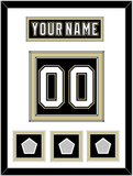 Pittsburgh Nameplate & Number (Back) With 3 Stanley Cup Champions Patches - Home Black (2007-2016) - Double Mat 1