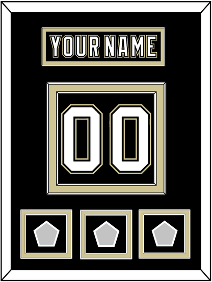 Pittsburgh Nameplate & Number (Back) With 3 Stanley Cup Champions Patches - Home Black (2007-2016) - Signature Tier 2
