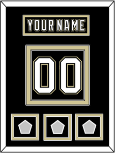 Pittsburgh Nameplate & Number (Back) With 3 Stanley Cup Champions Patches - Home Black (2007-2016) - Double Mat 2